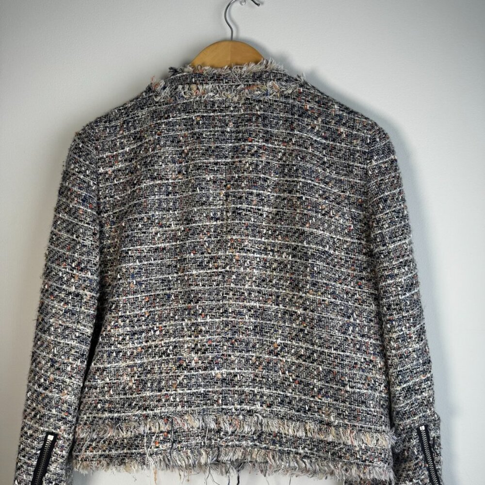 J. Crew Tweed Jacket Womens Fringe Zip Up Blazer Classic Career Suit - Size 6 - Picture 13 of 13
